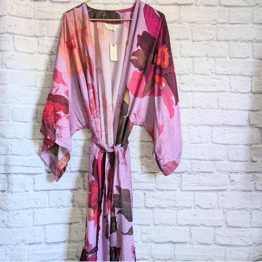 Anthropologie Purple and Pink Floral Robe - Picture 4 of 8